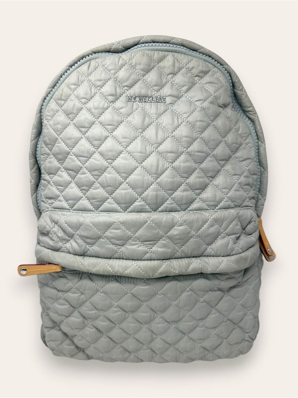 MZ Wallace City Backpack Muted Pewter Gray Zippered Quilt Women’s